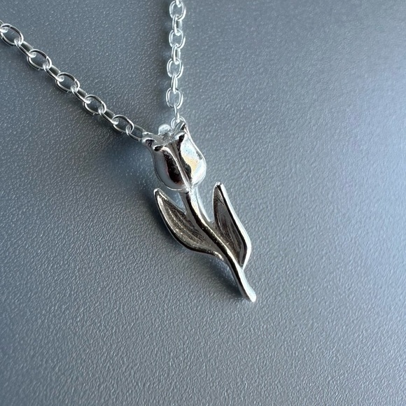 Sterling Silver Rose Necklace - Picture 3 of 7